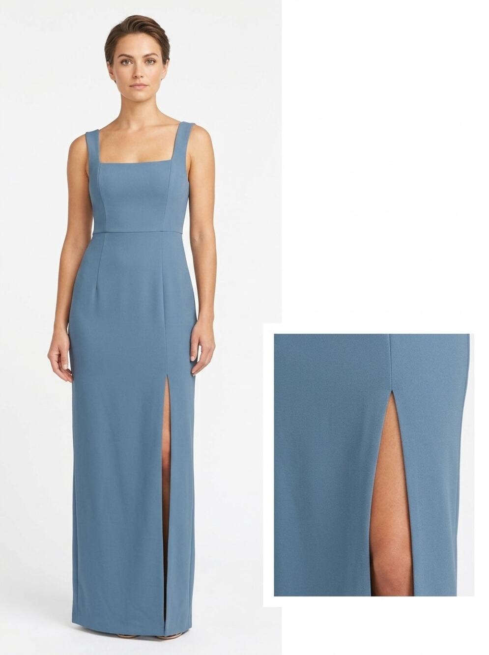 Show Me Your Mumu Coyote Slate Square Neck Slit Maxi Dress Women Size M